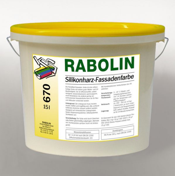 Silikonharz-Fassadenfarbe - Rabolin 670 - 15 Liter