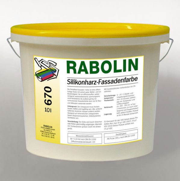 Silikonharz-Fassadenfarbe - Rabolin 670 - 10 Liter